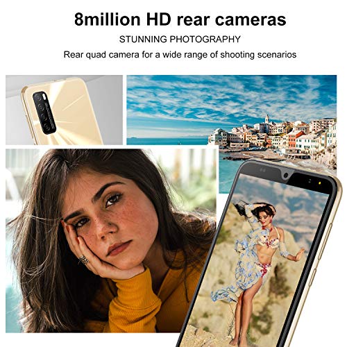 Moviles Libres 4G,6.0Pulgadas 3GB RAM 32GB ROM / 64GB Smartphone Libre Android 9.0 Face ID teléfonos móviles gratuitos, 8MP 4600mAh,Dual SIM Quad Core Moviles Buenos (Oro)