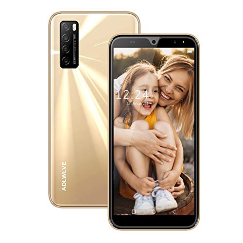 Moviles Libres 4G,6.0Pulgadas 3GB RAM 32GB ROM / 64GB Smartphone Libre Android 9.0 Face ID teléfonos móviles gratuitos, 8MP 4600mAh,Dual SIM Quad Core Moviles Buenos (Oro)