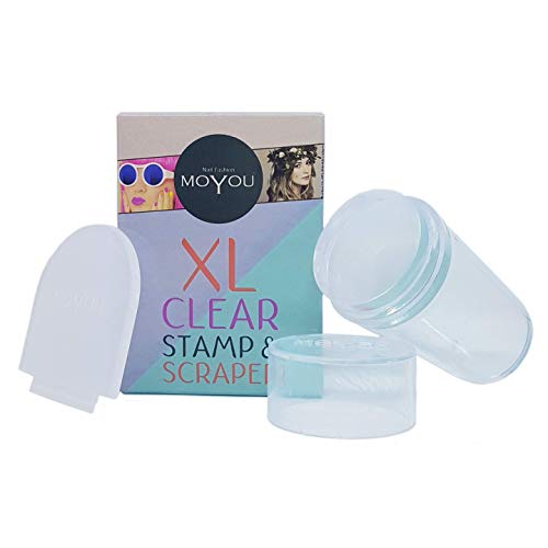 MOYOU UÑAS NUEVO Y MEJORADO XL - Sello transparente y raspador para estampación de uñas, fácil de usar, funciona con cualquier placa de imagen.
