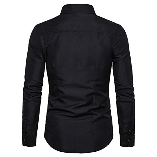 Mr.BaoLong & Miss.GOCamisa De Gran Tamaño para Hombre Camisa De Vestir De Manga Larga Estampada para Hombre Camisa De Rebeca De Color Sólido con Personalidad De Moda para Hombre Talla Grande