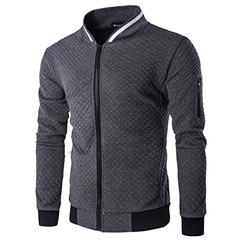 Mr.BaoLong&Miss.GO Chaqueta De Hombre Chaqueta De Suéter De Color Sólido Informal con Cuello Alto Y Cremallera A Cuadros De Diamantes para Hombre