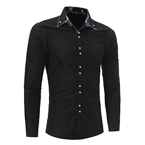 Mr.BaoLong&Miss.GO Otoño E Invierno Nuevas Camisas De Moda para Hombres Camisas De Manga Larga De Cuadrícula De Colores De Moda Camisas De Manga Larga Casuales De Doble Cuello para Hombres