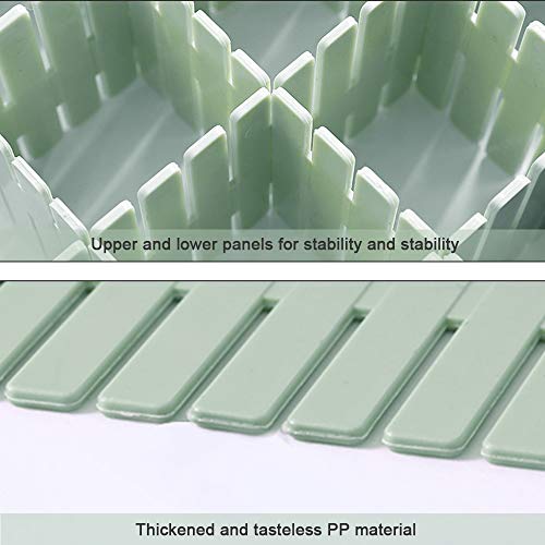 mreechan divisores de cajones,divisores de Compartimiento de Rejilla de cajones,plástico Organizador de cajones,16 Piezas de divisores Verdes,Ajustables,Calcetines,Ropa Interior,Utensilios de Oficina