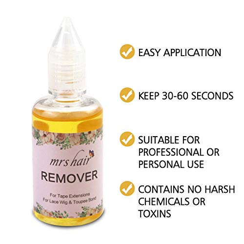 MRS HAIR Remover Liquido para Quitar Extensiones Adhesivas Remover Solvement for Tape in Hair Extension, Lace Front Peluca, Remover for Tape in Hair Extension 38ml