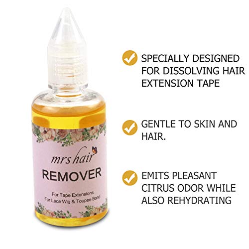 MRS HAIR Remover Liquido para Quitar Extensiones Adhesivas Remover Solvement for Tape in Hair Extension, Lace Front Peluca, Remover for Tape in Hair Extension 38ml