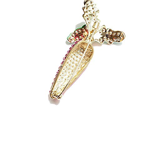 MSchunou Diamante lleno de cristal de zanahoria broche de color pin cardigan mantón hebilla abrigo decoración, personalidad creativa accesorios de ropa salvaje, hermosa forma de zanahoria broche, lind