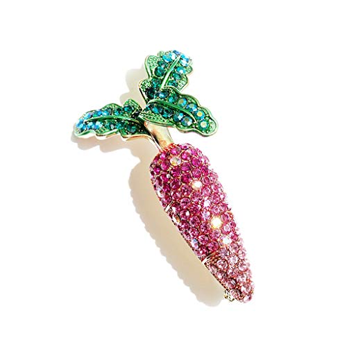 MSchunou Diamante lleno de cristal de zanahoria broche de color pin cardigan mantón hebilla abrigo decoración, personalidad creativa accesorios de ropa salvaje, hermosa forma de zanahoria broche, lind