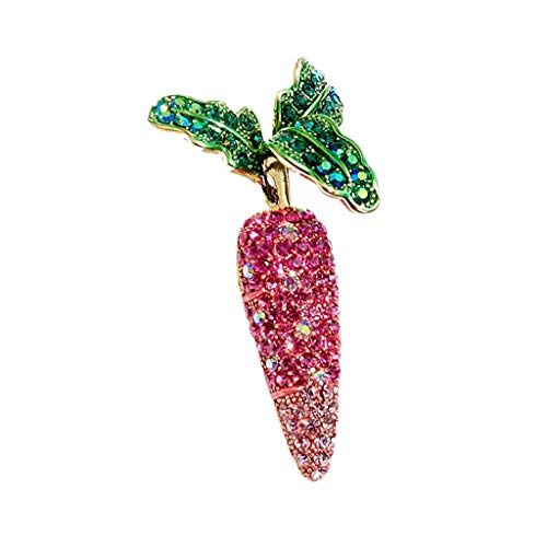 MSchunou Diamante lleno de cristal de zanahoria broche de color pin cardigan mantón hebilla abrigo decoración, personalidad creativa accesorios de ropa salvaje, hermosa forma de zanahoria broche, lind