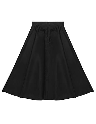 MSemis Faldas Flamencas Largas para Niñas Chicas Faldas Casuales Flamenco Danza Sevillana Ropa Bailarina Práctica de Baile Moderno Negro 8 Años