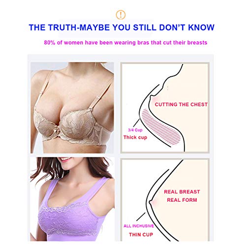 MSJ1988 Sujetador Deportivo de Encaje Floral para Mujer, sin Anillo de Acero Sujetador Deportivo extraíble para Gimnasio de Yoga (Carne + Morado, M)