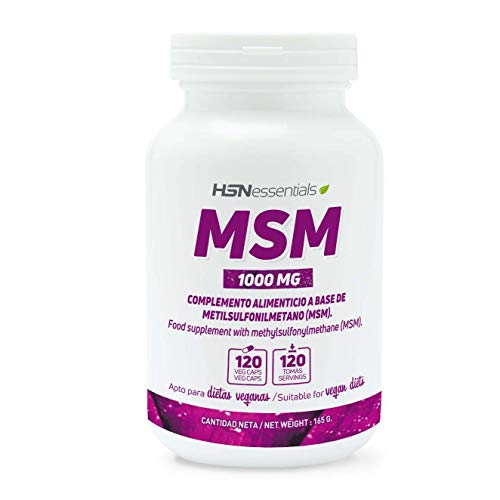MSM 1000 mg de HSN | Aporta 1g de Metilsulfonilmetano por Cápsula | Suministro para 4 Meses | Ayuda para Articulaciones, Cabello y Piel | Vegano, Sin Gluten, Sin Lactosa, 120 Cápsulas Vegetales