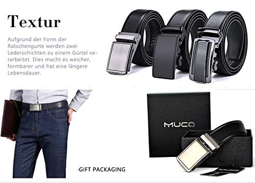 MUCO Cinturón de cuero para hombres,Sencillo y clásico, con hebilla automática