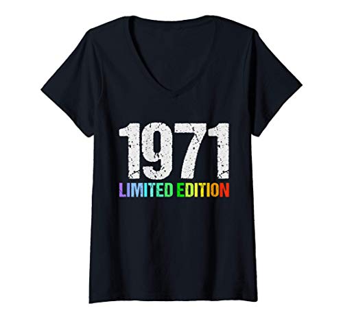 Mujer 49 Años Cumpleaños Hombre Mujer Regalo Divertido 1971 Camiseta Cuello V