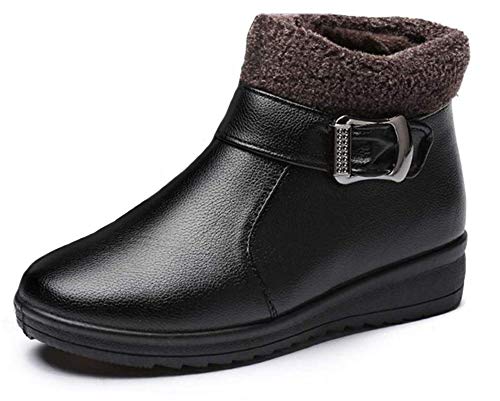 Mujer Botas de Nieve Zapatos Invierno Impermeables Calientes Botine Forradas Cortas Tobillo Boots de Cuero