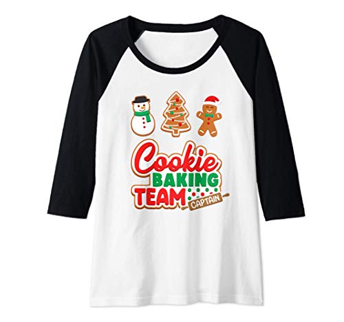 Mujer Cookie Baking Team Captain Galleta Jengibre Navidad Familia Camiseta Manga Raglan