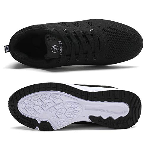 Mujer Entrenador Zapatos Gimnasio Deportes atléticos Zapatillas de Deporte Malla Informal Zapatos para Caminar Encaje Plano Negro EU 39