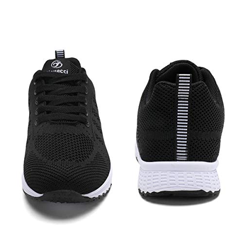 Mujer Entrenador Zapatos Gimnasio Deportes atléticos Zapatillas de Deporte Malla Informal Zapatos para Caminar Encaje Plano Negro EU 39