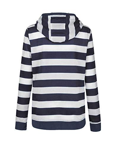 Mujer Sudaderas con Capucha Casuales Sudadera de Algodón a Rayas de Manga Larga Suéter con Cierre de Cremallera Suave Tops con Bolsillos