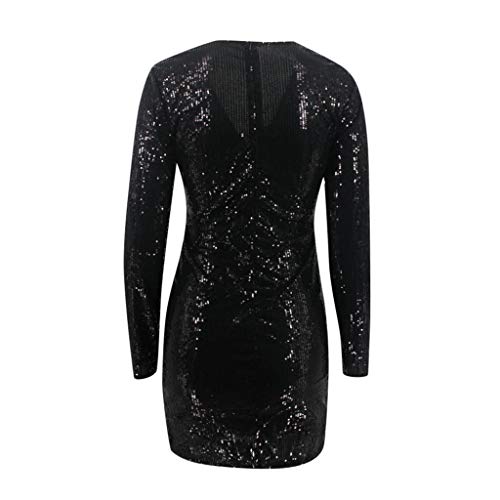 Mujer Vestidos de Fiesta Elegante con Purpurina Brillo V-Cuello Casual Vestido de Cóctel Suave Ajustado para Boda Baila Ceremonia y Eventos Fannyfuny
