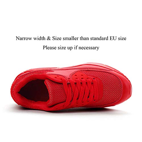 Mujer Zapatillas de Deporte con Amortiguación de Aire Zapatos con Cordones Transpirables para Caminar Correr Rojo EU 39