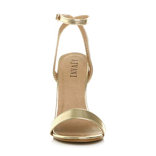 Mujeres tacón Alto Correa de Tobillo Fiesta Dama de Honor Boda Noche Apenas allí Sandalias de Tiras Zapatos número 4 37