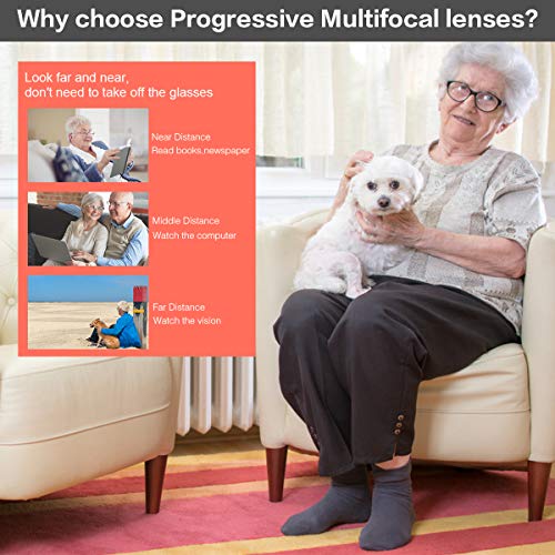 Multifocal Progresivo Gafas de Lectura Hombres Mujeres Computer Filtro de luz Azul de enfoque múltiple Presbicia Inteligente Anteojos Retro de Ligero Marco Cómodos sin línea Lectores Antirreflejos