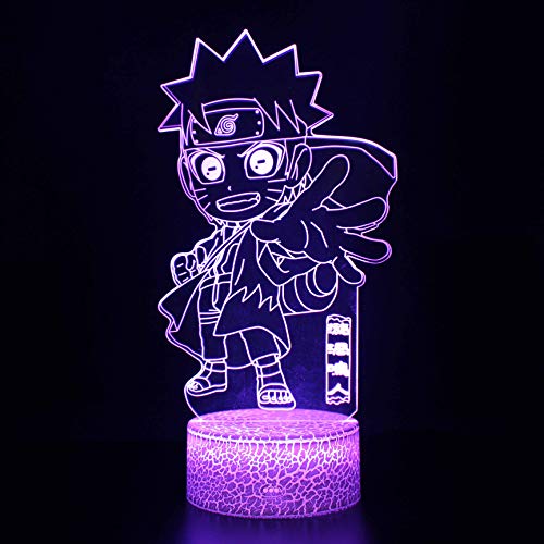 Múltiples colores Naruto Anime Character 3D Illusion Night Light Kakashi LED Lámpara de control remoto Bebé Niño Cumpleaños Regalo de Navidad