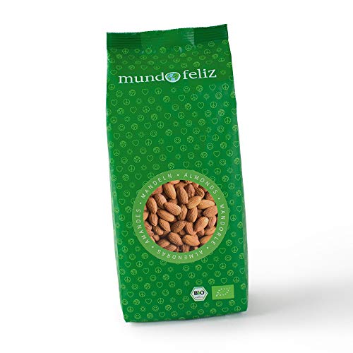 Mundo Feliz - Almendras ecológicas enteras, 2 bolsas de 500 g