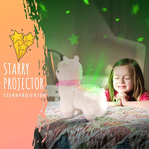 Muñecas llama de Peluche con Lámpara Proyector Estrellas, Alpaca Animal de Plush Luz Nocturna, Regalo Juguete para Fiesta Cumpleaños para Niña Infantil Niño - INNObeta