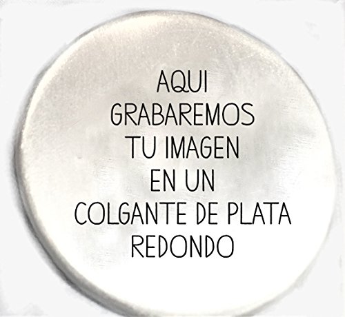 MUNOTA- Colgante Personalizado de Plata con TU Propio Dibujo Grabado. (Largo 50cm). Regalo Sorprendente para el Dia de la Madre, Abuelas, Amigas. Un Regalo Que emociona, diseñado por ti.