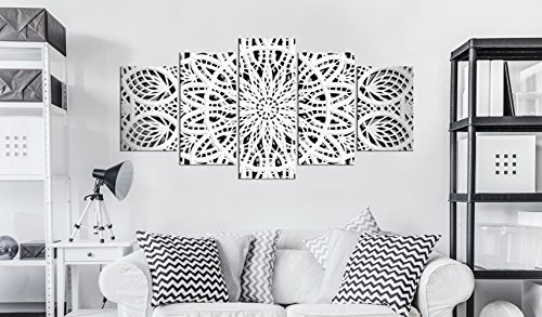 murando - Cuadro en Lienzo 100x50 cm - Mandala Impresión de 5 Piezas Material Tejido no Tejido Impresión Artística Imagen Gráfica Decoracion de Pared - Abstracto f-A-0581-b-n Oriente Ornamento