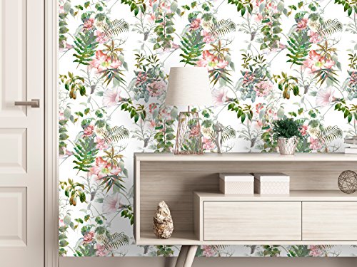 murando Papel Pintado 10 m Flores Hojas Fotomurales tejido no tejido rollo Decoración de Pared decorativos Murales XXL moderna de Diseno Fotográfico - Naturaleza b-B-0318-j-a