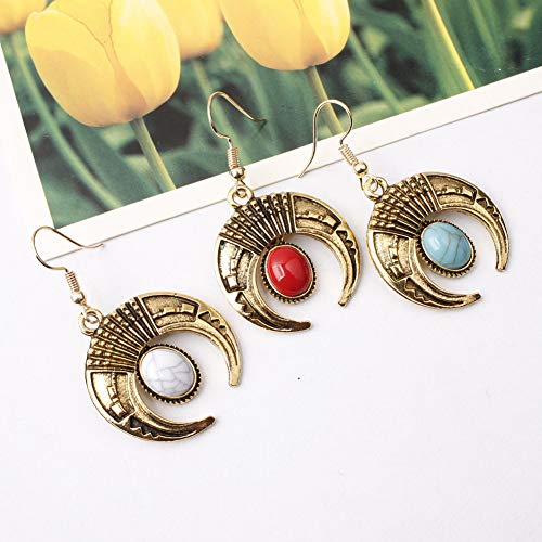 Muzhili3 - Pendientes para mujer, diseño de luna, color rojo rosso