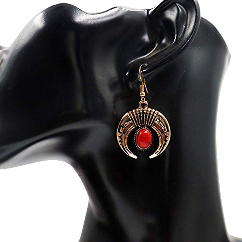 Muzhili3 - Pendientes para mujer, diseño de luna, color rojo rosso