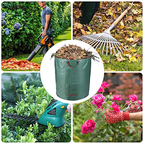 MVPower Bolsas de Basura de Jardín, Set de 3pcs x 272L, Gran Capacidad, de PE Material, Plegable, Resistente a la Corrosión y al Daño, para Hojas Plantas Podadas etc.