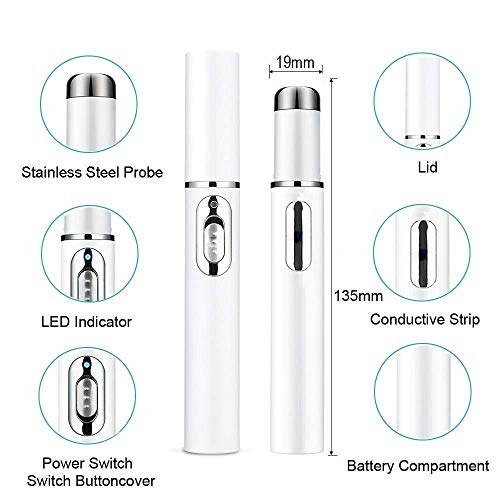 MWbetsy Bolígrafo láser para piernas, capilares, Manchas faciales, Tratamiento de Terapia de luz Azul, bolígrafo para el acné para Varices, tratamientos hormonales para el acné- A