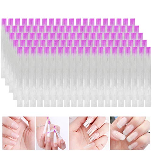 MWOOT 100 Piezas Kit de Extensión de Uñas de Fibra de Vidrio,Fibra de Vidrio Extensión de Uñas de Acrilico Manicure Consejos de Acrílico de Seda Uñas