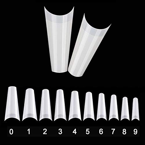 Mwoot 500 Piezas Puntas de Uñas Postizas, francesa Uñas Falsas Estilo Acrílico Nails Tips para Mujeres Niñas salones de uñas y DIY, 10 Tamaños (Naturales)
