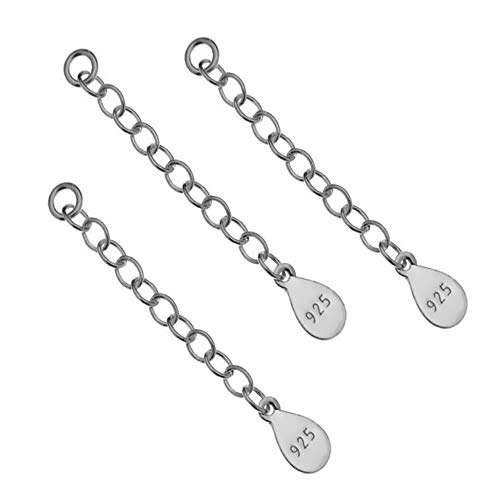 My-Bead 3 piezas cadenas de extensión 4cm plata de ley 925 para pulseras y collares bisuteria de alta calidad DIY