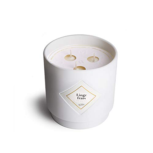 MY JOLIE CANDLE - Gran Vela perfumada - Perfume Lino Fresco - cire naturelle 100% végétale - 550g - Tiempo de combustión : 100 Horas
