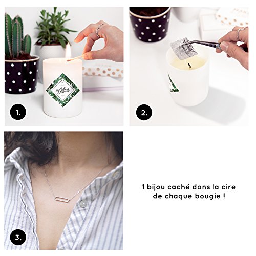 MY JOLIE CANDLE - Vela perfumada con una Joya Sorpresa en su Interior - Collare - Plata - Lino Fresco - Cera Natural - 330g - Tiempo de combustión : 70 Horas