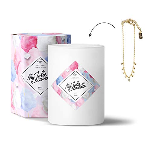 MY JOLIE CANDLE - Vela perfumada con una Joya Sorpresa en su Interior - Pulsera - Chapado de Oro - Algodón de azúcar - Cera Natural - 330g - Tiempo de combustión : 70 Horas