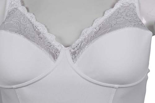 MyLady - Body moldeador sin aros, copa C y D - Body Shaper adelgazante de microfibra - Copas y panel frontal forrados de algodón - Tirantes anchos y barriga plana Bianco Medium