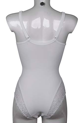 MyLady - Body moldeador sin aros, copa C y D - Body Shaper adelgazante de microfibra - Copas y panel frontal forrados de algodón - Tirantes anchos y barriga plana Bianco Medium