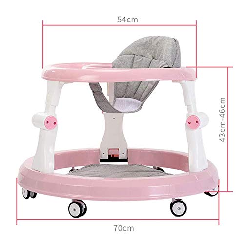 MYRCLMY Walker Bebé, Anti-O-Legged Niño Bebé, Multifuncional Anti-Vuelco Prevención para Niños Y Niñas, Empuje Manual De Arranque, Chasis Grande, Bebés 6-36 Meses DE Edad,Rosado