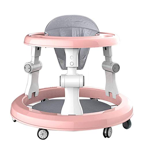 MYRCLMY Walker Bebé, Anti-O-Legged Niño Bebé, Multifuncional Anti-Vuelco Prevención para Niños Y Niñas, Empuje Manual De Arranque, Chasis Grande, Bebés 6-36 Meses DE Edad,Rosado