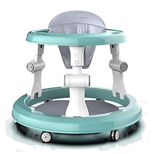 MYRCLMY Walker Bebé, Anti-O-Legged Niño Bebé, Multifuncional Anti-Vuelco Prevención para Niños Y Niñas, Empuje Manual De Arranque, Chasis Grande, Bebés 6-36 Meses DE Edad,Verde