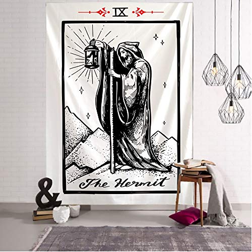 N / A Ilustración Medieval Tarot Tapiz Creativo Oscuro Brujería Habitación Cabecera Arras Alfombra Manta de astrología Decoración del hogar Tapiz Tela de Fondo A15 150x200cm