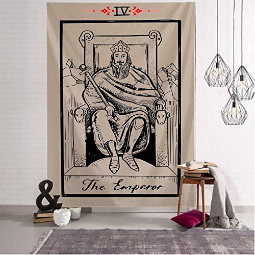 N / A Ilustración Medieval Tarot Tapiz Creativo Oscuro Brujería Habitación Cabecera Arras Alfombra Manta de astrología Decoración del hogar Tapiz Tela de Fondo A15 150x200cm