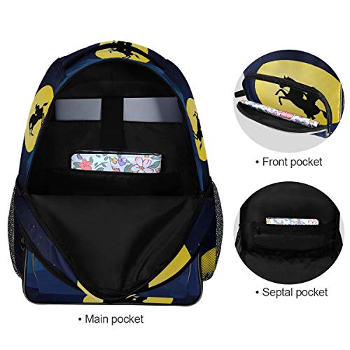 N / A Mochilas portátil para Mujeres de los Hombres - Vaquero Americano en la Noche de Luna Caballo Paquete de Gran Ajuste Tierra 17 Pulgadas Equipo Bookbag de Yoga School of Business Travel